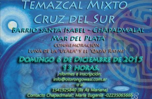 Temazcal Mixto - Cruz del Sur - Domingo 6 de Diciembre - Chapadmalal - Mar del Plata
